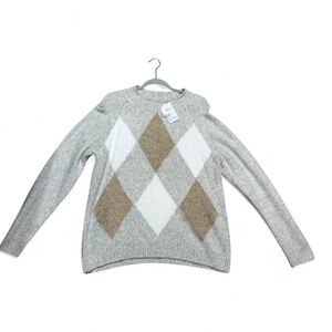 Croft & Barrow Argyle Crew Neck Sweater in Gray and Tan